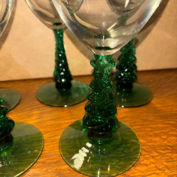 Vintage Libbey Christmas Tree wine goblets (5) - Picture 2 of 2